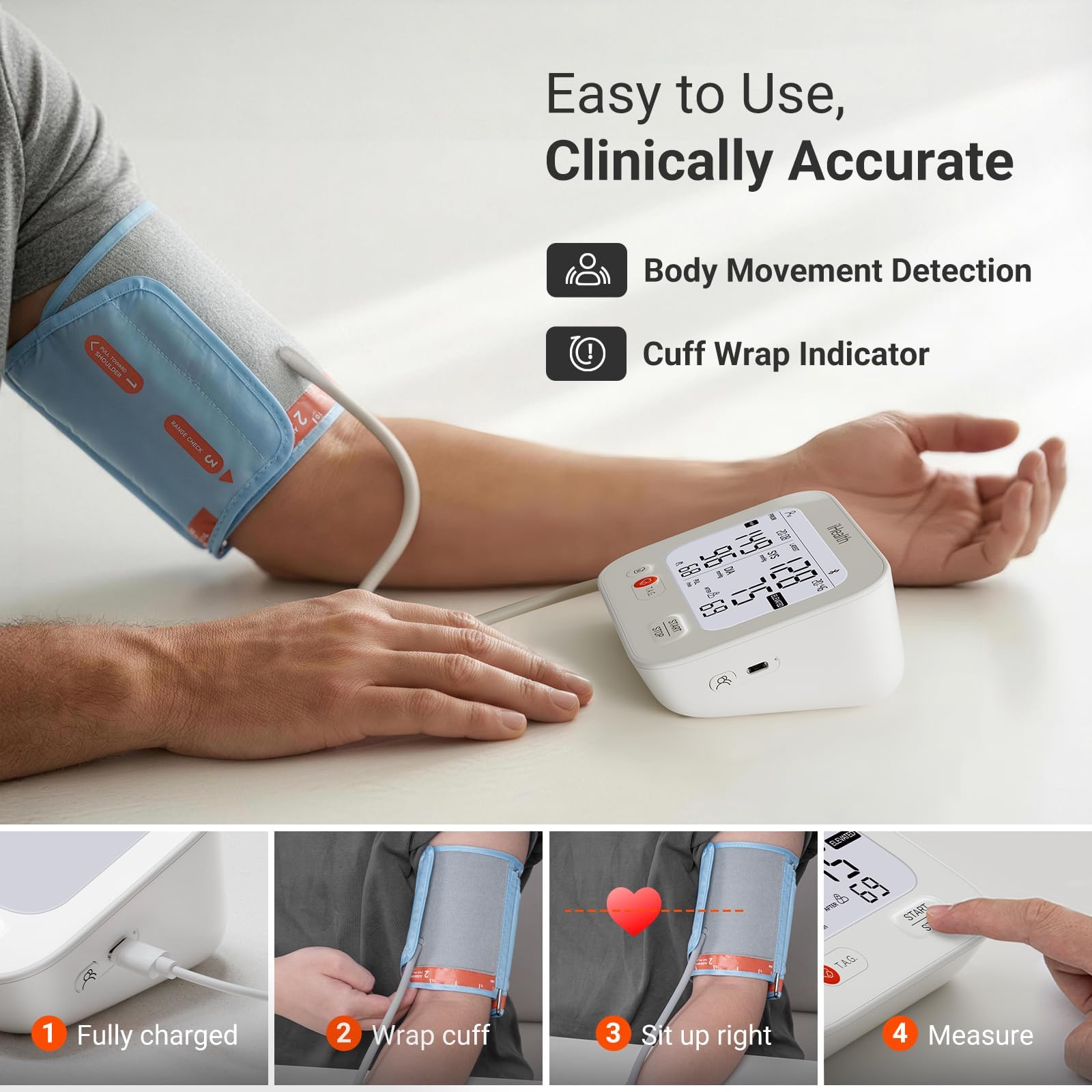 iHealth Jurni brazalete amplio cómodo mostrando ajuste correcto
