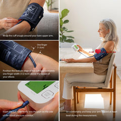iHealth guía de medición mostrando cómo medir el brazo correctamente
