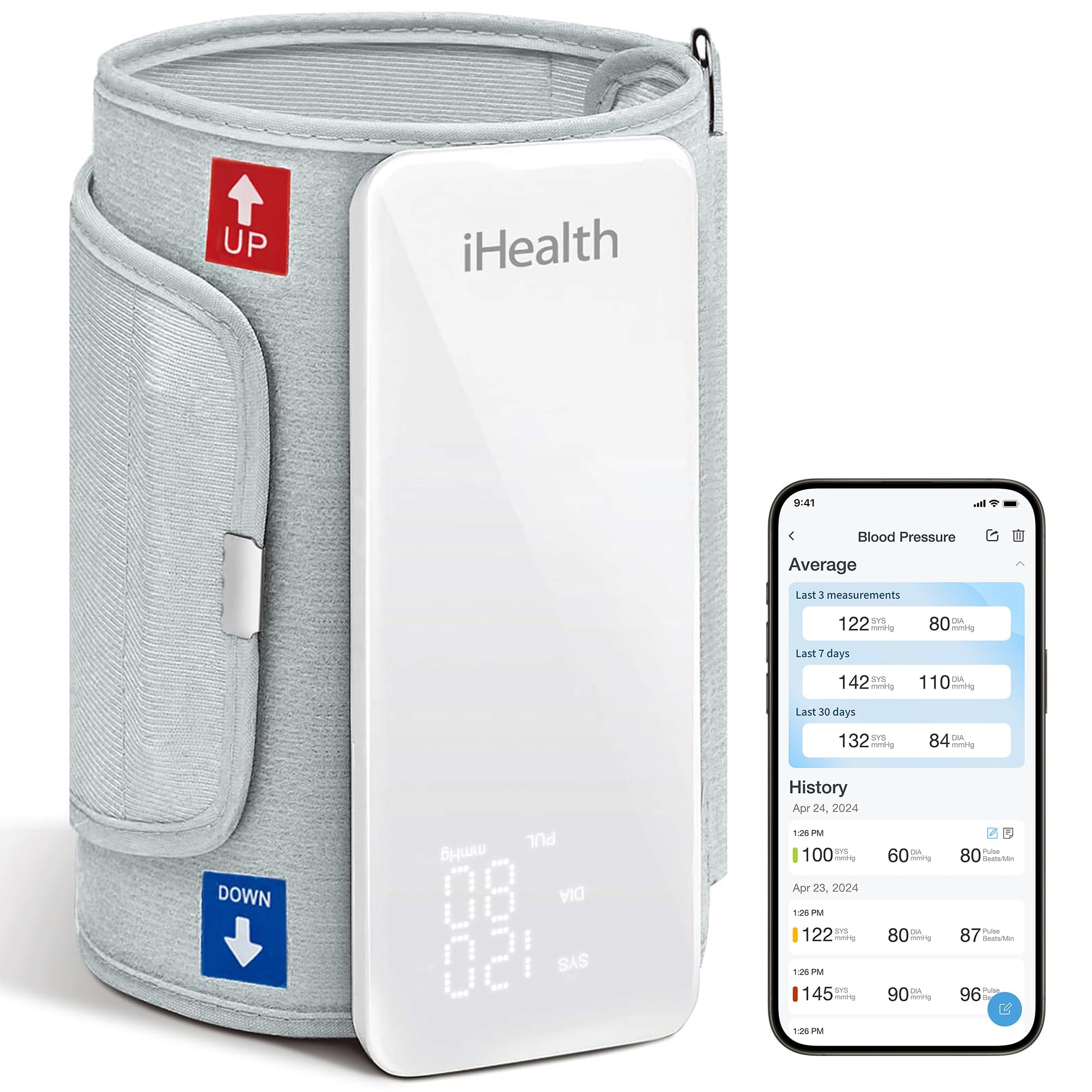 iHealth Neo vista frontal con pantalla clara y fácil lectura