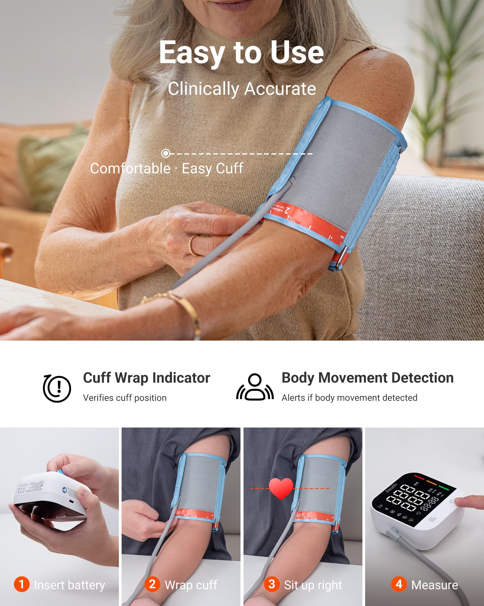 iHealth cables y pilas incluidos para uso doméstico y viajes
