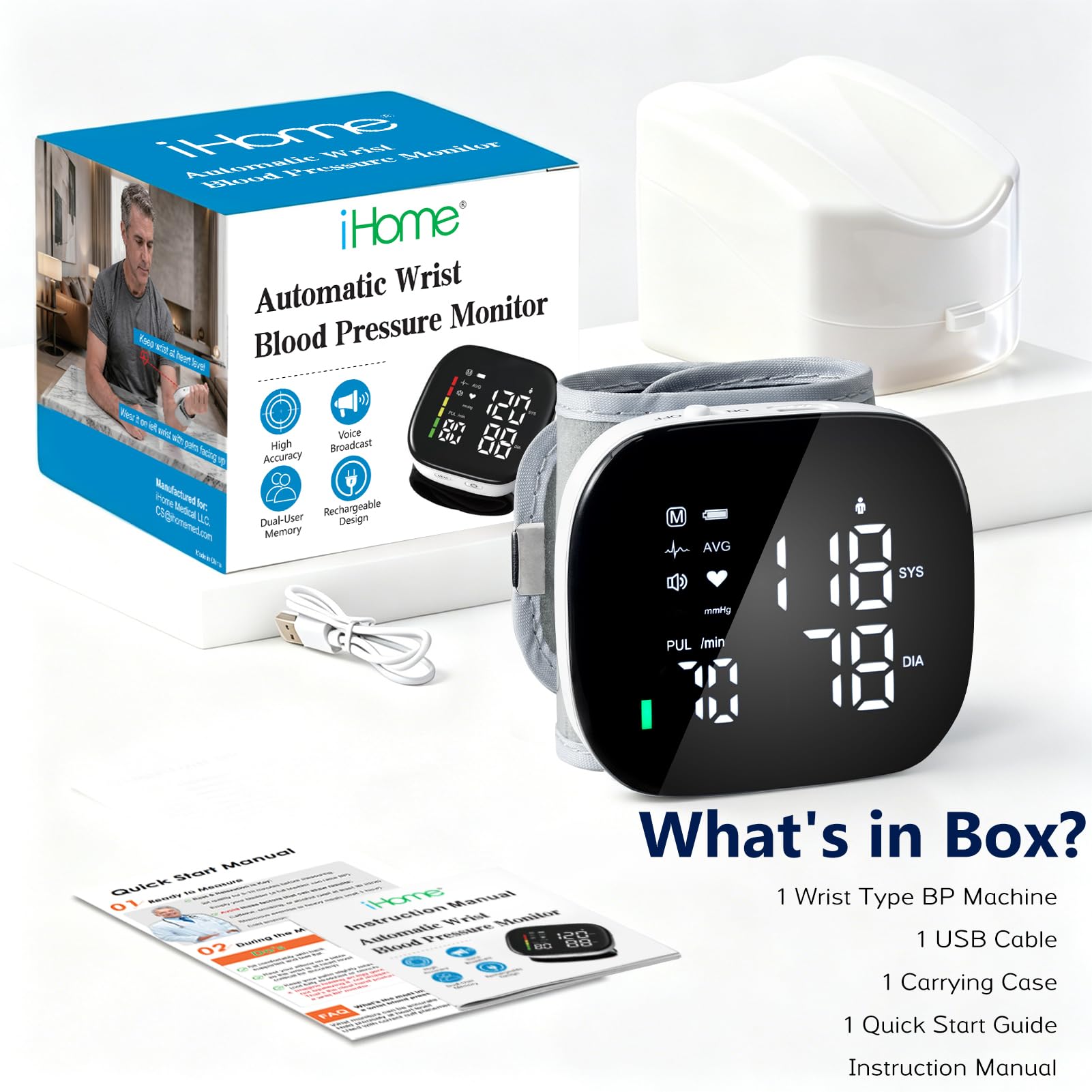 iHome comparación de tamaño junto a una mano resaltando diseño compacto