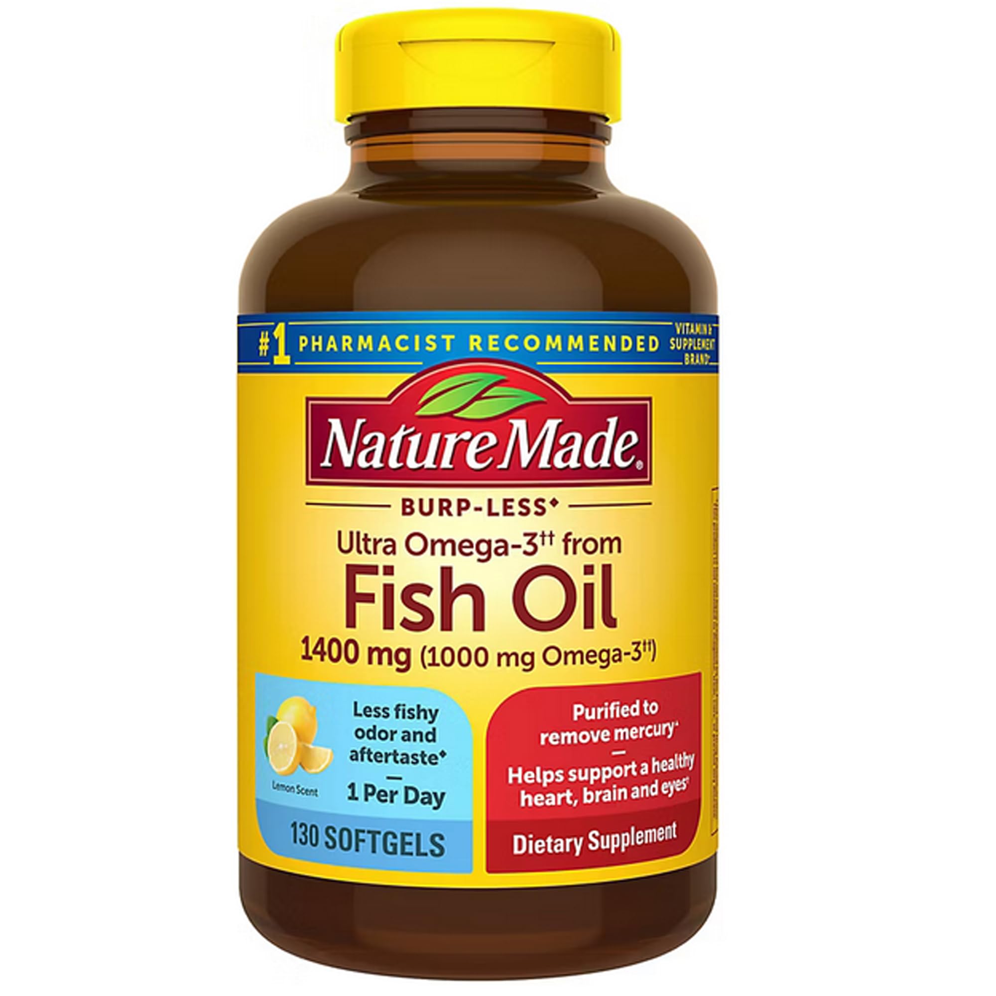 Nature Made Omega-3 Ultra Fish Oil 130 cápsulas burpless 1400 mg — EPA y DHA concentrados