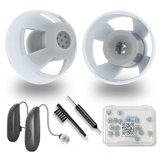 Audisaisi cúpulas abiertas para audífonos GN ReSound y Jabra M 8 mm — paquete 20, silicona cómoda e IP54