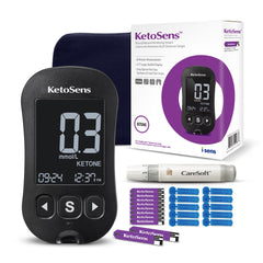 KetoSens medidor de cetonas en sangre Starter Kit — 1 medidor, 10 tiras, lectura rápida, Made in Korea