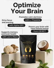 Keto Brainz Nootropic Creamer — C8 MCT en polvo, 30 servicios | Lion's Mane y AlphaGPC para energía y enfoque