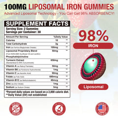LotinYntu Gominolas de Hierro Bisglicinato 100 mg — 2 Pack, con Vitaminas C B6 B12 para Energía y Mejor Absorción