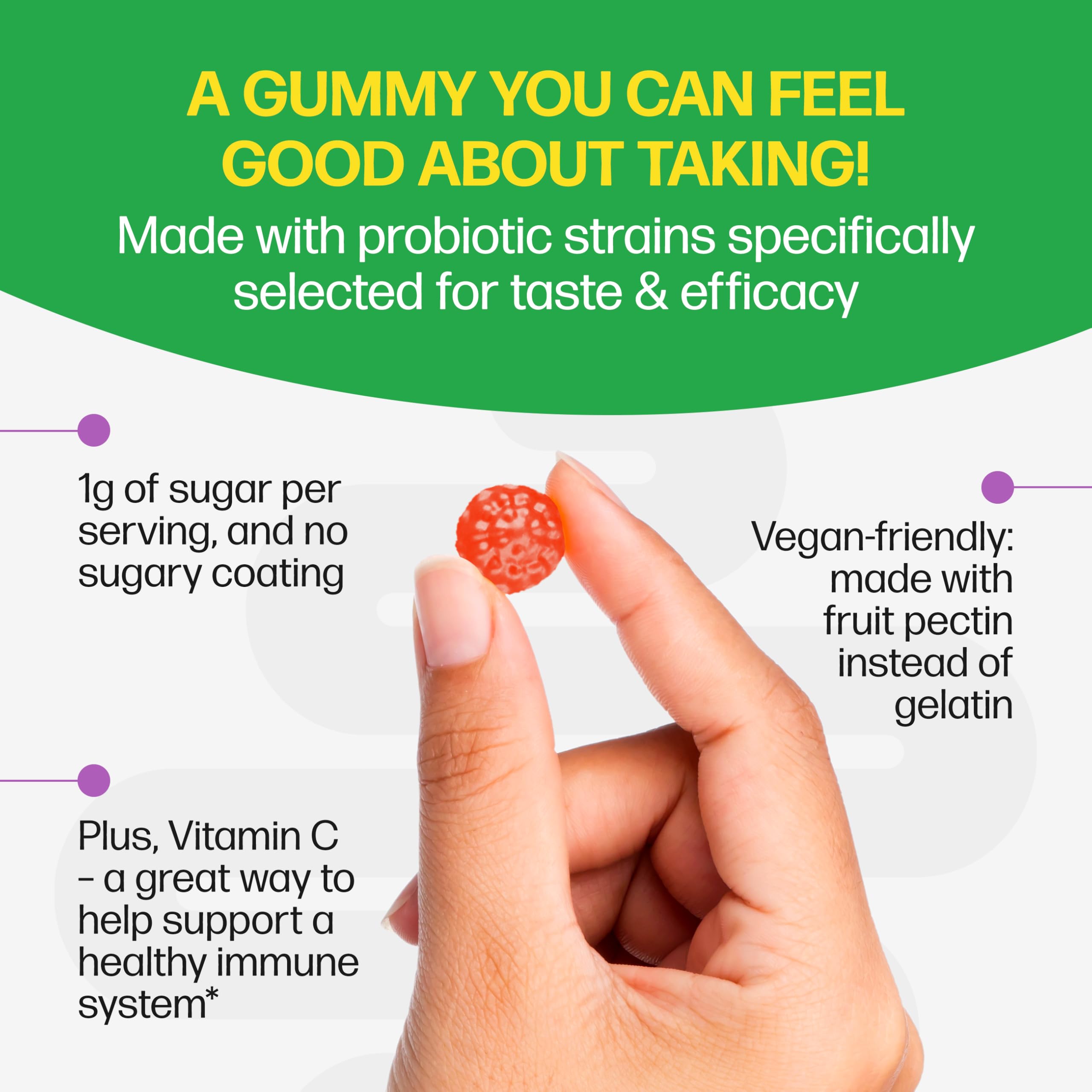 Culturelle gomitas probióticas + prebióticas para mujeres y hombres, 52 unidades, Mixed Berry, 2 mil millones UFC por porción