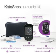 KetoSens medidor de cetonas en sangre Starter Kit — 1 medidor, 10 tiras, lectura rápida, Made in Korea