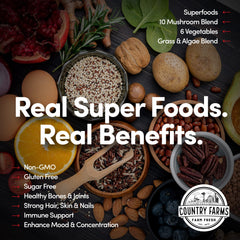 Country Farms Colágeno en Polvo + Greens 10.6 oz — Péptidos Tipo I/III con 23 Superalimentos, Sin Azúcar ni Lácteos