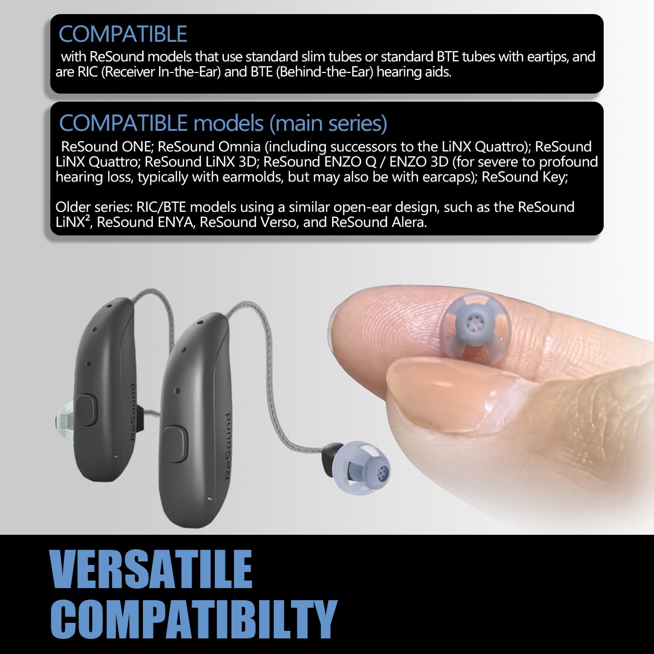 Audisaisi cúpulas abiertas para audífonos GN ReSound y Jabra M 8 mm — paquete 20, silicona cómoda e IP54
