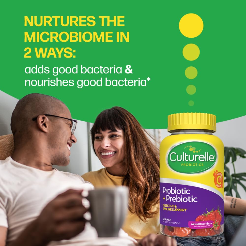 Culturelle gomitas probióticas + prebióticas para mujeres y hombres, 52 unidades, Mixed Berry, 2 mil millones UFC por porción