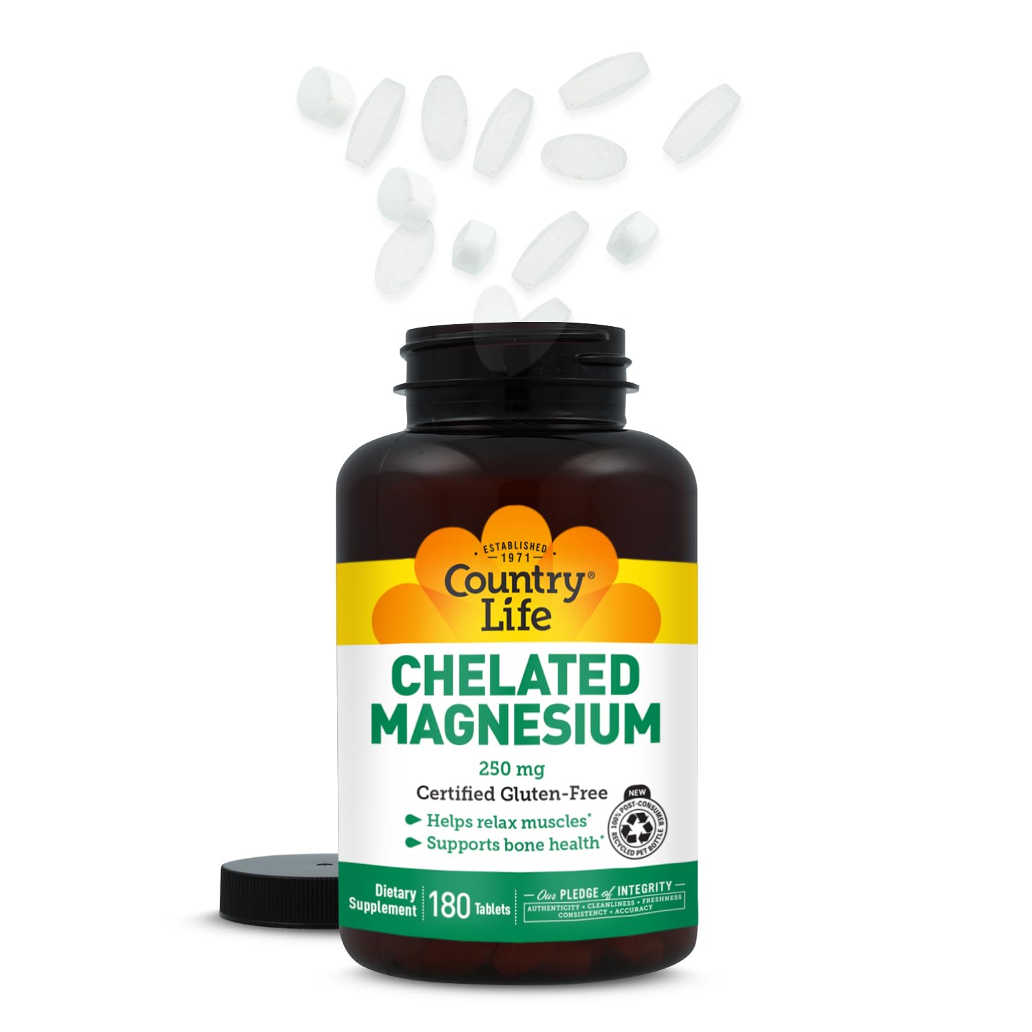 Country Life Chelated Magnesium 250mg - Heart, Bone & Muscle Support | Vegan & Gluten-Free