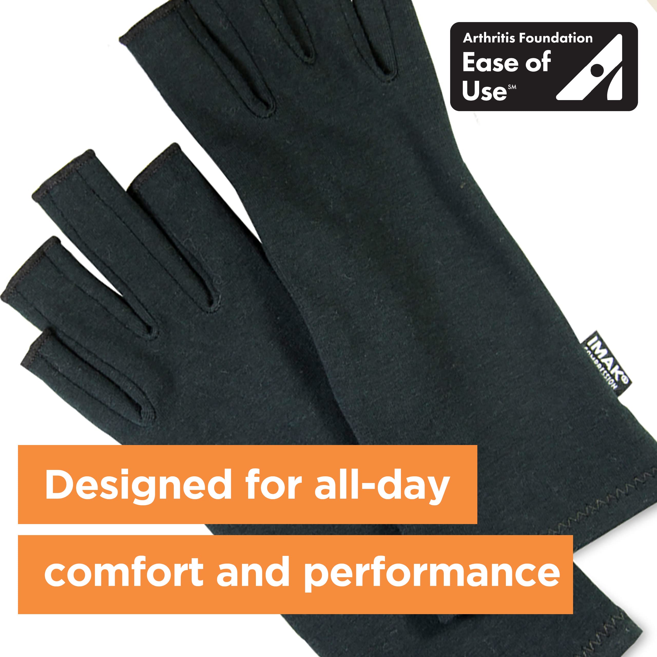 IMAK Brownmed guante en uso al escribir mostrando destreza preservada
