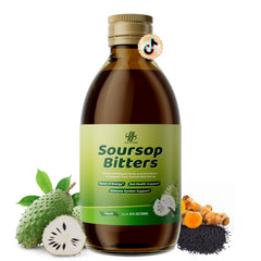 iMATCHME botella frontal mostrando soursop bitters y beneficios visuales