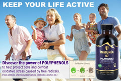 Product label of Immunia 67 Polyphenols emphasizing gluten-free status and natural ingredients.