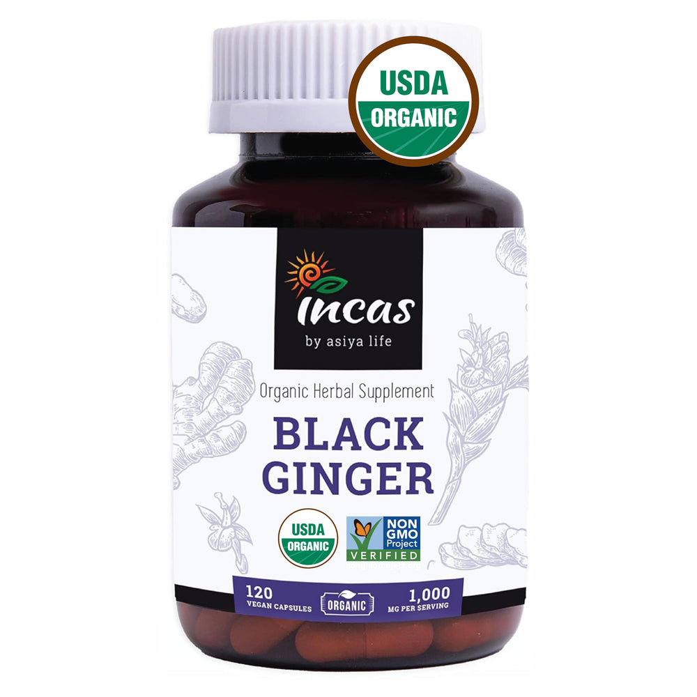 Incas by Asiya Life envase frontal mostrando certificación USDA Organic y Non‑GMO