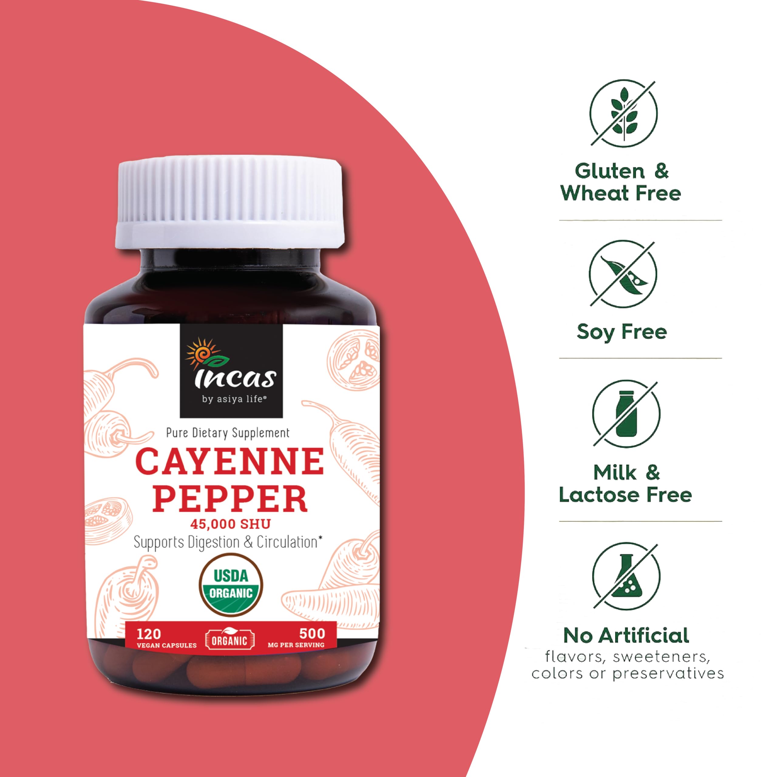 Inc asiya life primer plano de cápsula vegetal mostrando acabado liso
