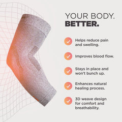 Incrediwear manguito en uso durante un partido de tenis para soporte sin limitar movimiento