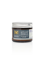 Indian Meadow Herbals frasco frontal mostrando embalaje orgánico y confianza