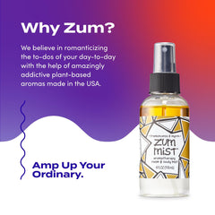 Primer plano de la etiqueta Indigo Wild Zum Mist mostrando ingredientes claros
