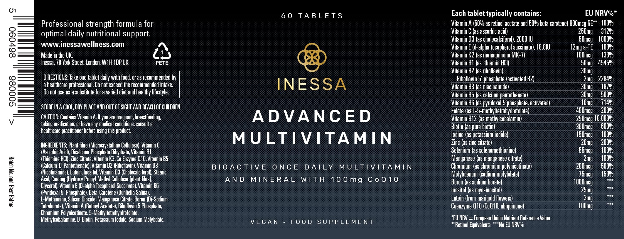 Inessa multivitamínico en mesa de desayuno promoviendo rutina saludable