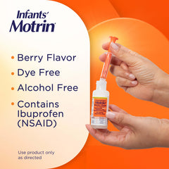 Motrin Infants' detalle de etiqueta legible y advertencias claras