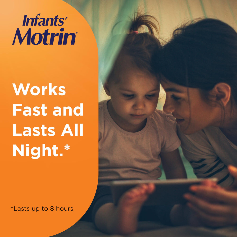 Motrin Infants' gotas en primer plano ilustrando textura y color claro