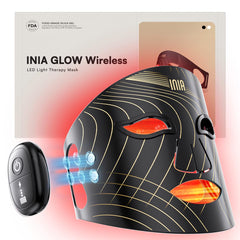 INIA GLOW vista frontal del empaque mostrando la máscara y beneficios portátiles
