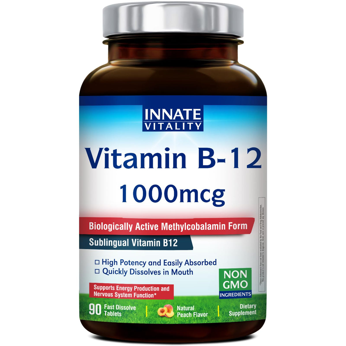 Innate Vitality envase frontal del B12 mostrando diseño y beneficio de potencia