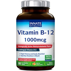 Innate Vitality envase frontal del B12 mostrando diseño y beneficio de potencia