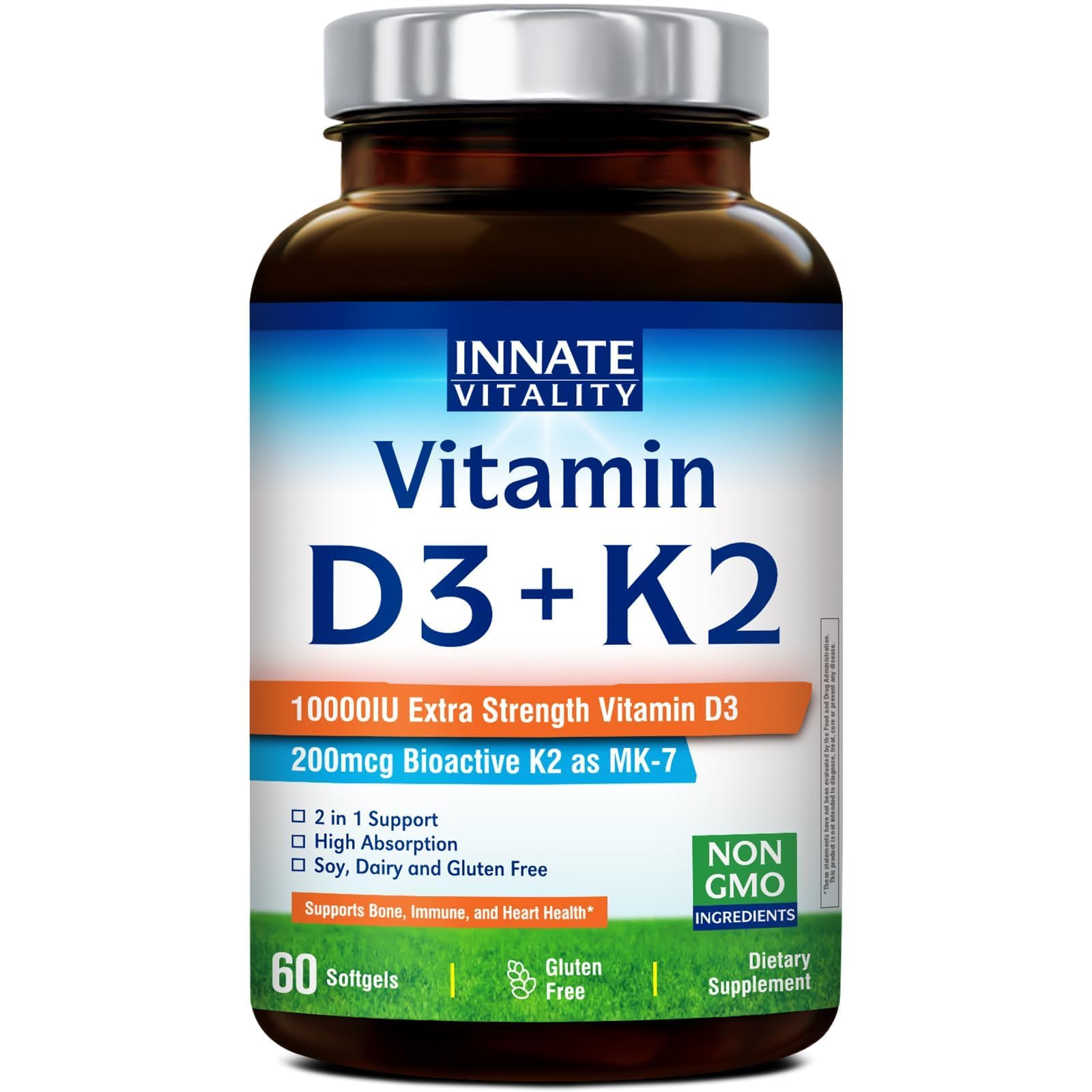 Innate Vitality botella frontal mostrando 60 softgels y etiqueta clara