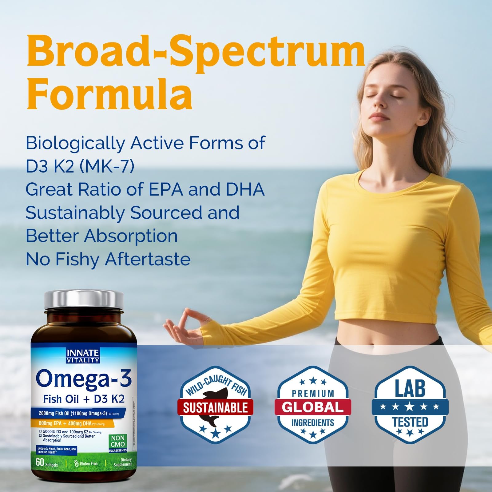 Innate Vitality etiqueta con lista de ingredientes y dosis claras