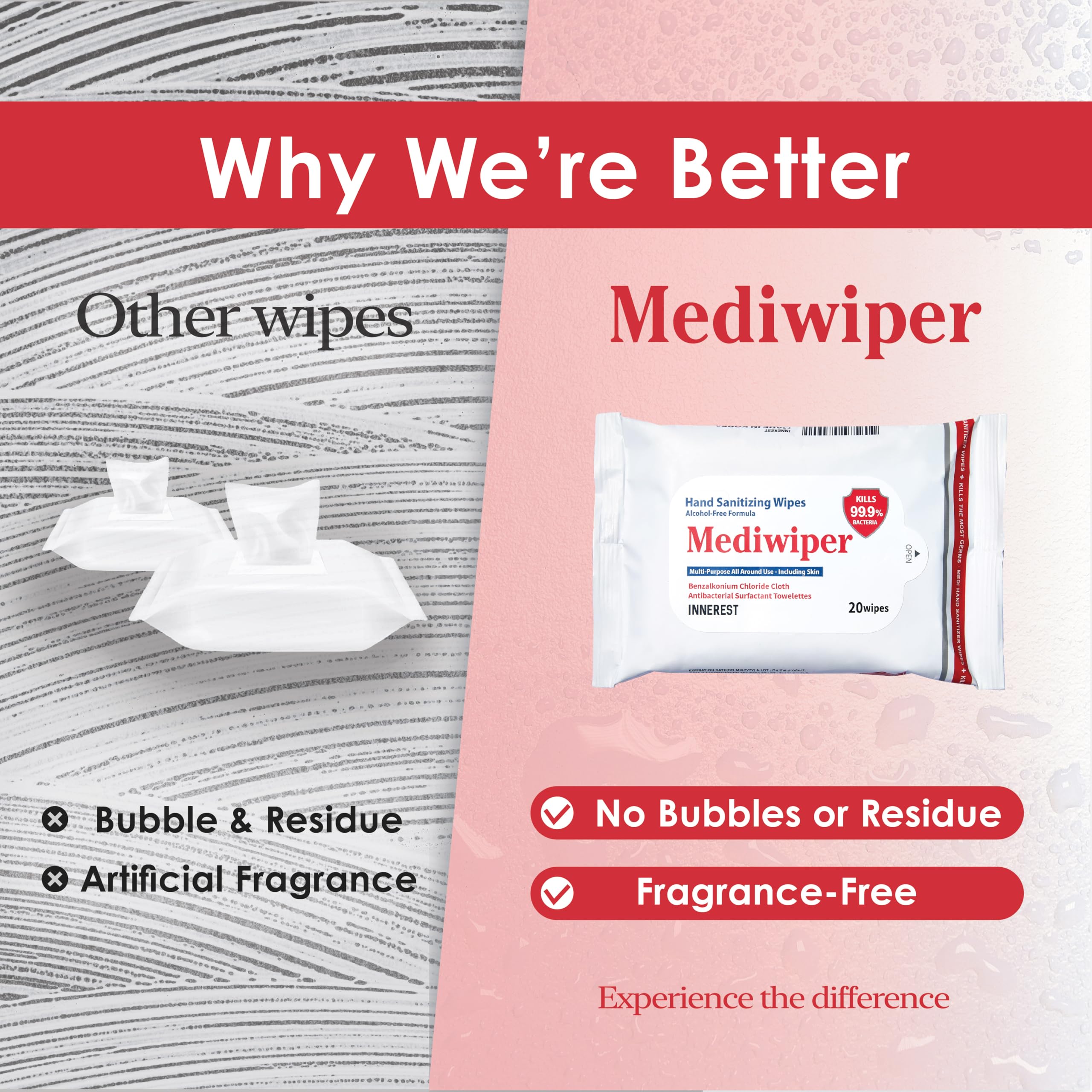 Innerest Mediwiper toallita extendida textura resistente y suave al tacto