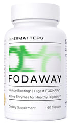 Innermatters frasco FODAWAY frente mostrando diseño y beneficio digestivo