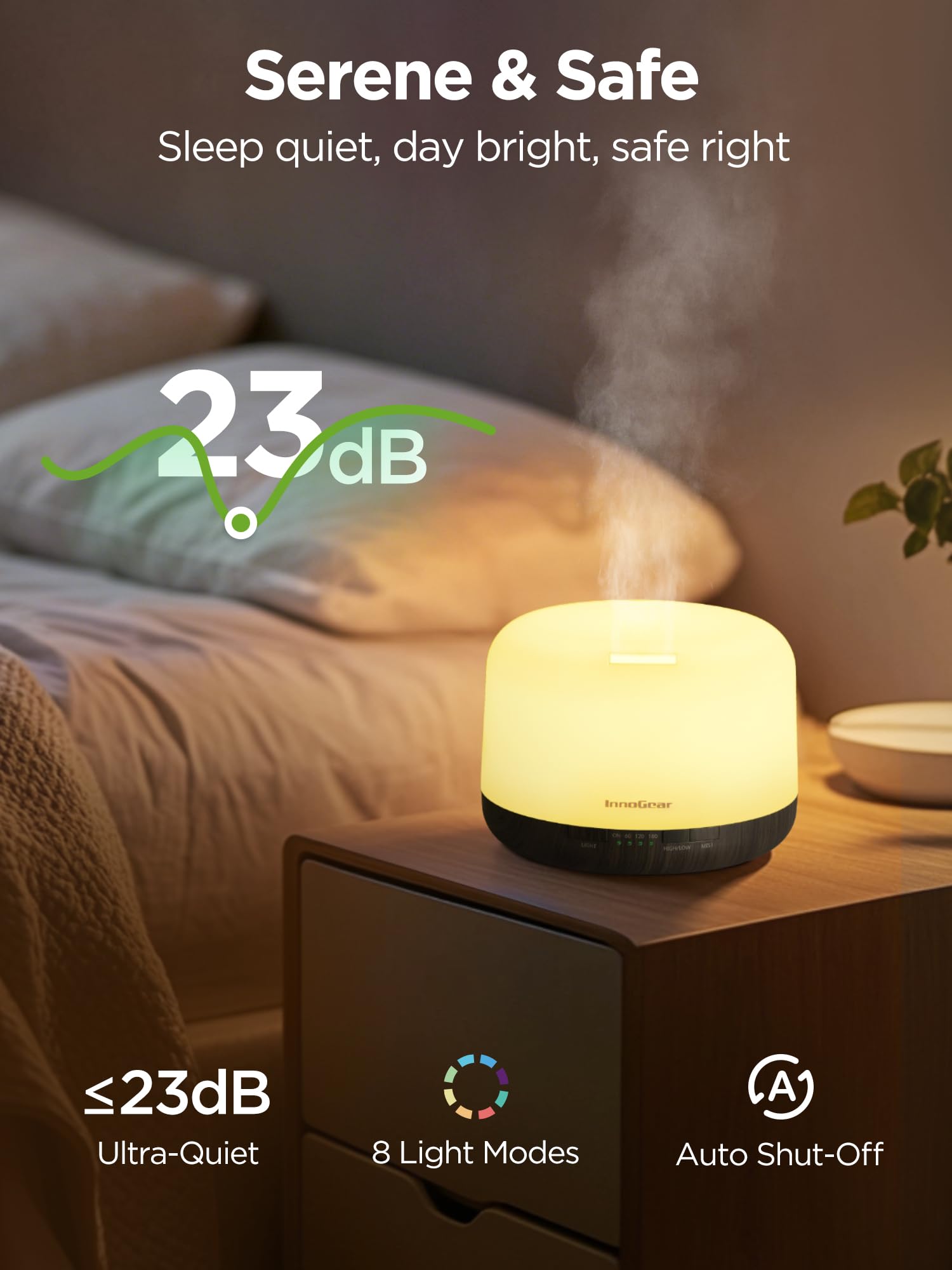 InnoGear comparación de tamaño junto a objetos que muestra escala real