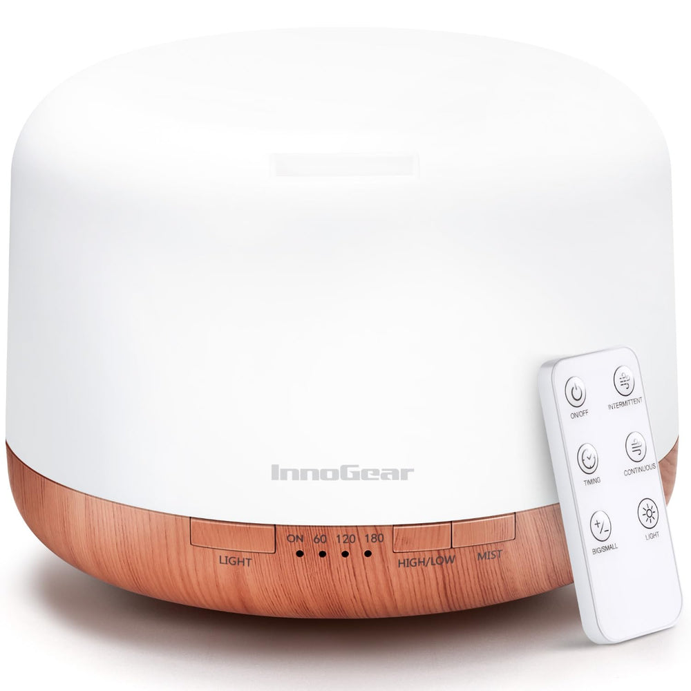 InnoGear difusor 500ml vista frontal mostrando diseño y control fácil