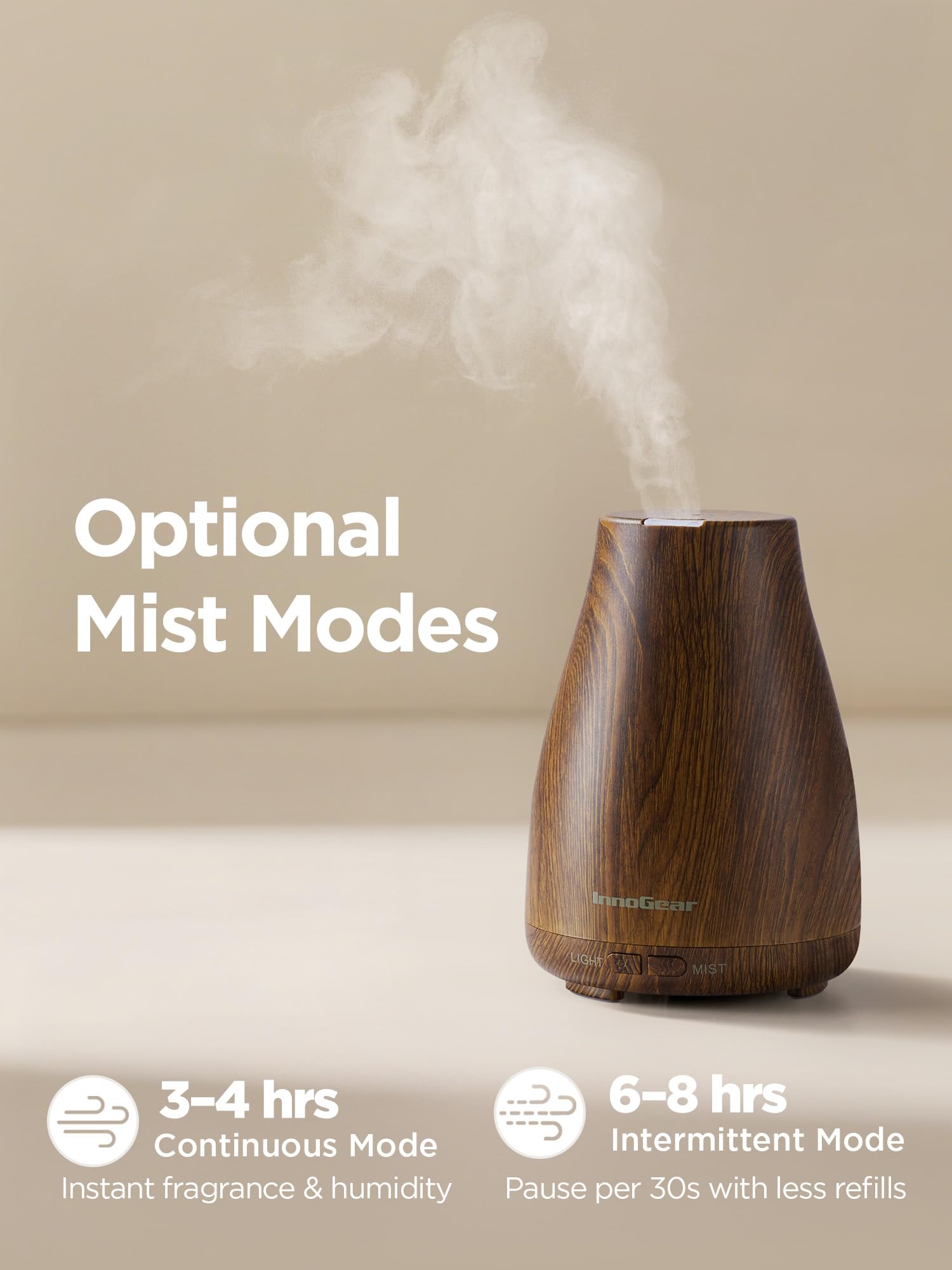 InnoGear difusor bronze expulsando niebla fina para distribución de aroma