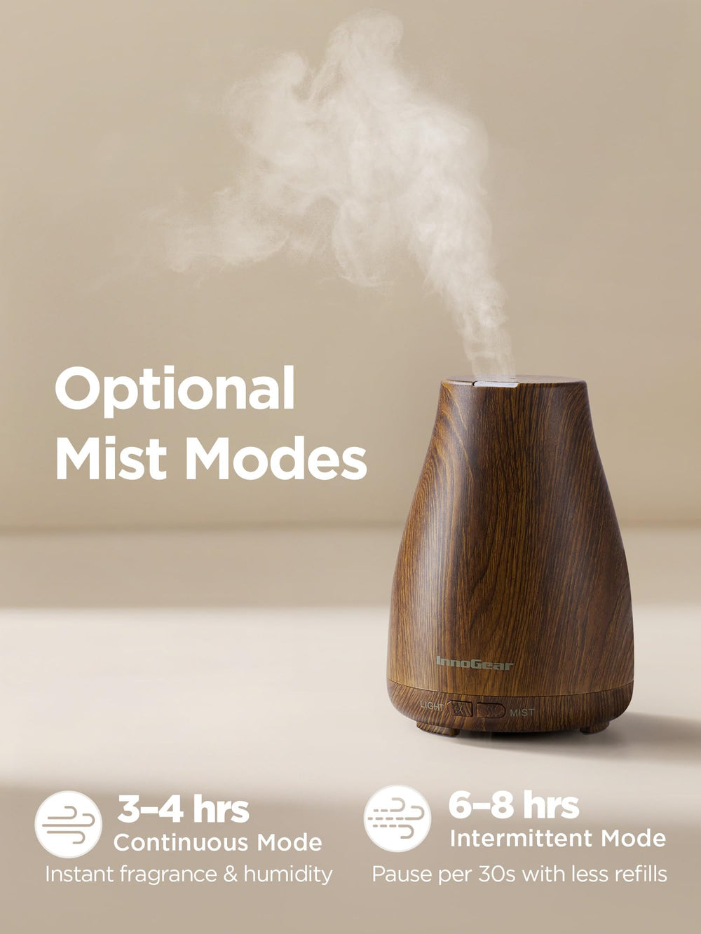 InnoGear difusor bronze expulsando niebla fina para distribución de aroma