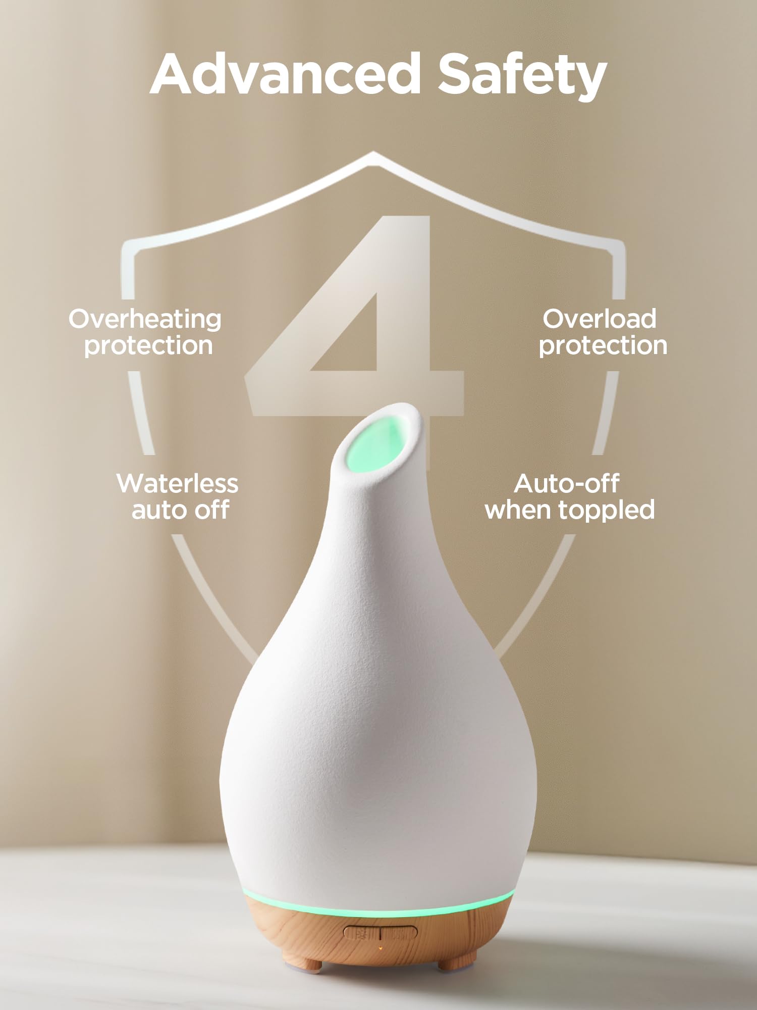 InnoGear difusor en uso sobre mesita mostrando vapor suave y ambiente relajante