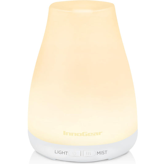 InnoGear difusor vista frontal mostrando diseño compacto y acabado blanco, mejora ambiente