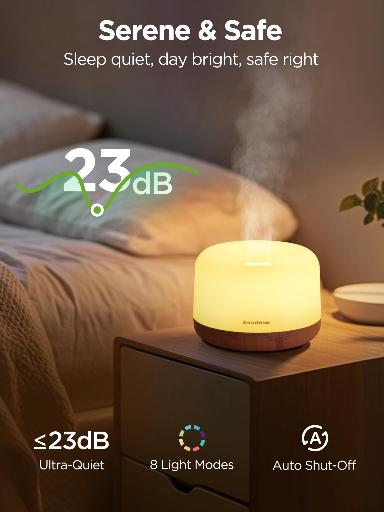 InnoGear etiqueta y textura de aceite esencial destacando pureza y calidad