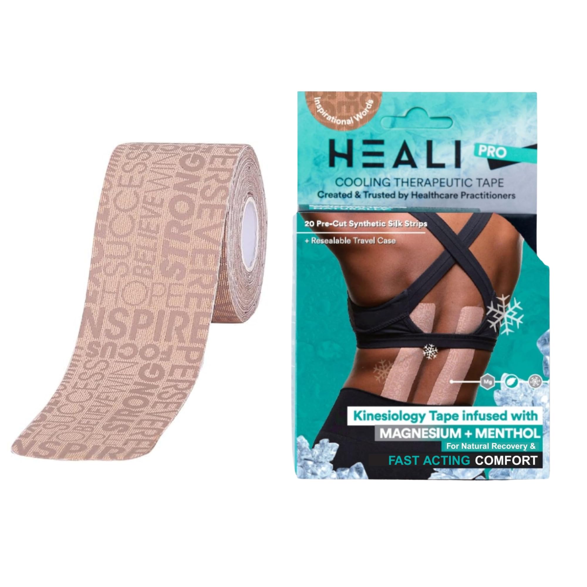 Innovations by Heali frente del producto mostrando 20 tiras y beneficio de soporte
