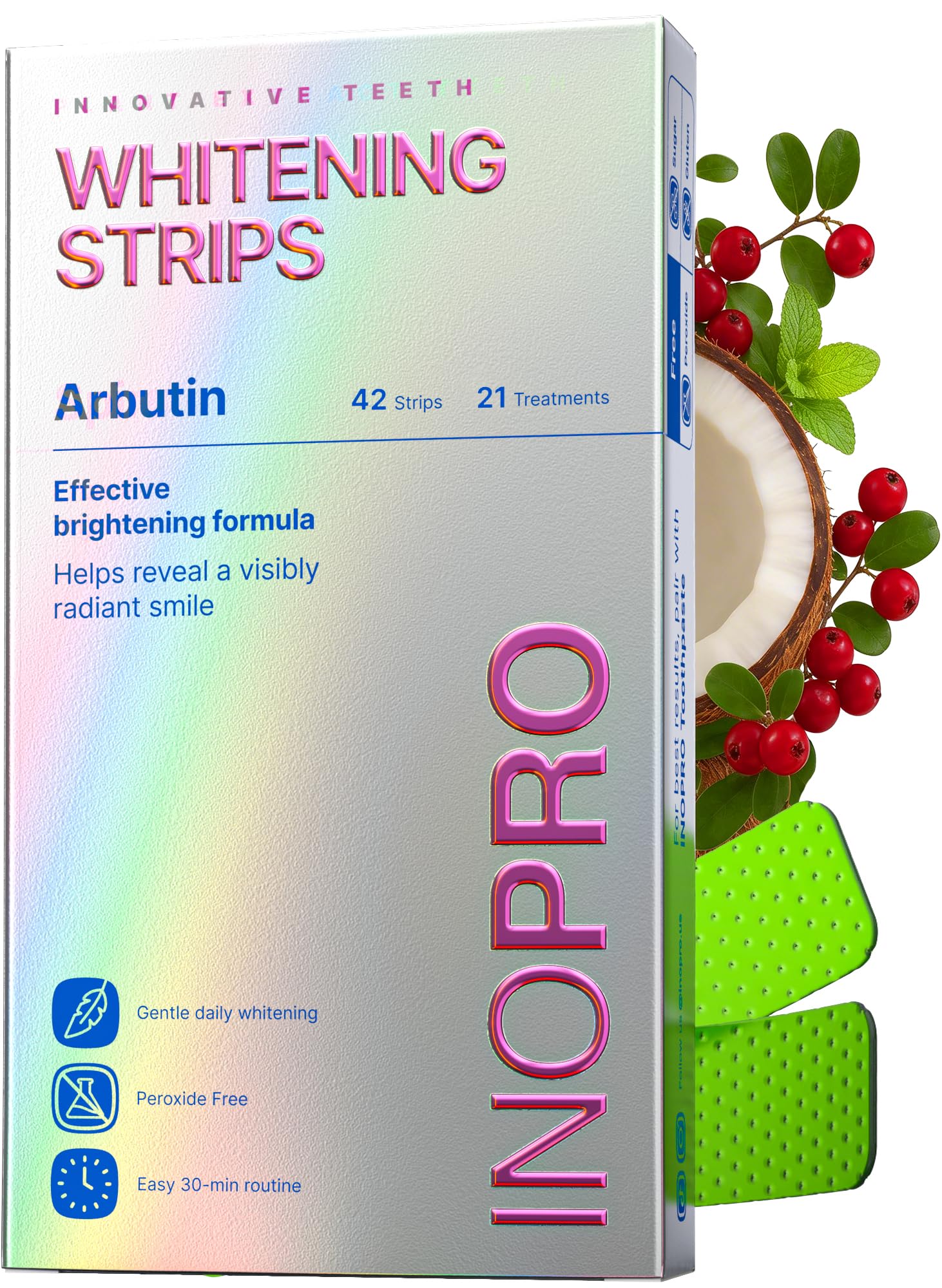 INOPRO empaque frontal mostrando kit de 21 tratamientos y diseño verde para confianza