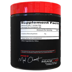 Detalle del polvo de Insane Labz Creatine Monohydrate texturado, mezcla fácil
