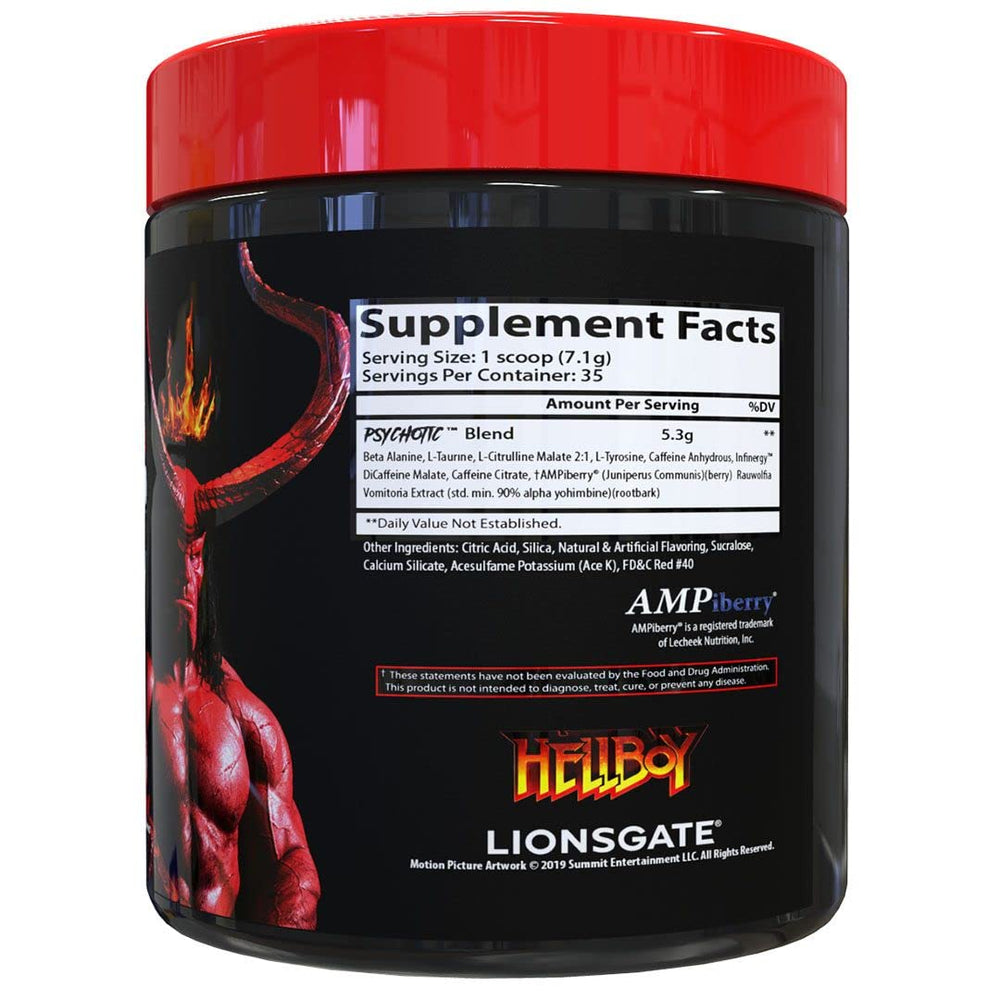 Insane Labz Hellboy polvo Fruit Punch cerca, textura fina que facilita mezcla rápida