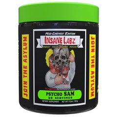 Insane Labz Psycho Sam frente del envase mostrando etiqueta y beneficio energético