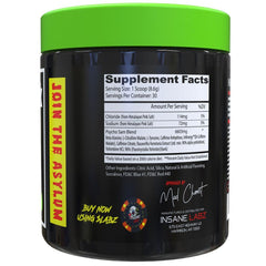 Insane Labz Psycho Sam primer plano del polvo para mezclar con aspecto fino y solubilidad