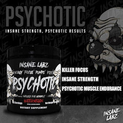 Insane Labz detalle de etiqueta Psychotic Black mostrando ingredientes clave