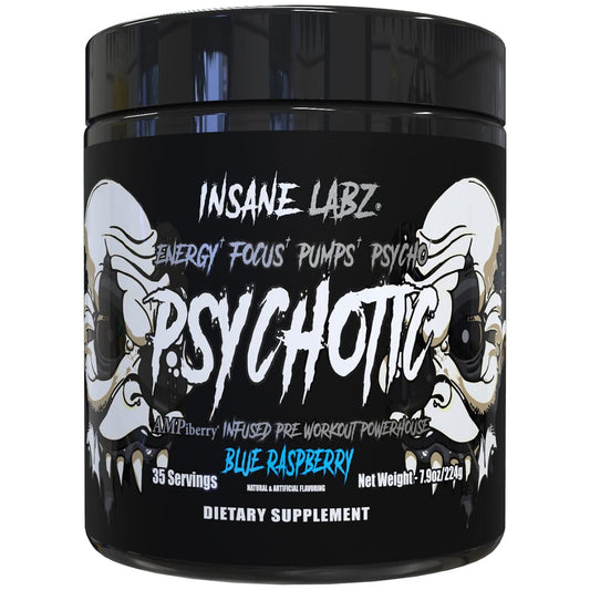 Insane Labz frasco frontal Blue Raspberry mostrando etiqueta y tamaño