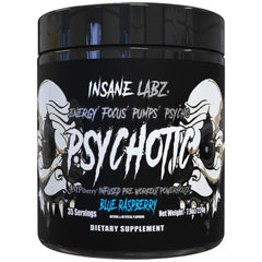 Insane Labz frasco frontal Blue Raspberry mostrando etiqueta y tamaño